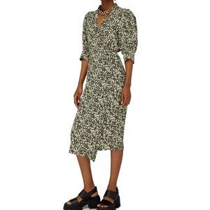 GANNI floral wrap midi dress